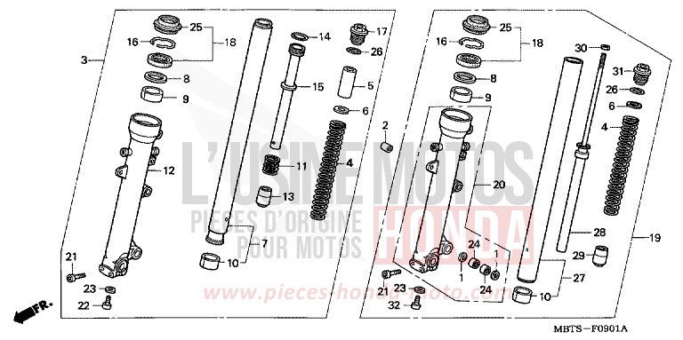 GABEL, VORNE (XL1000VA) von Varadero ABS SHIELD SILVER METALLIC (NH480) von 2004